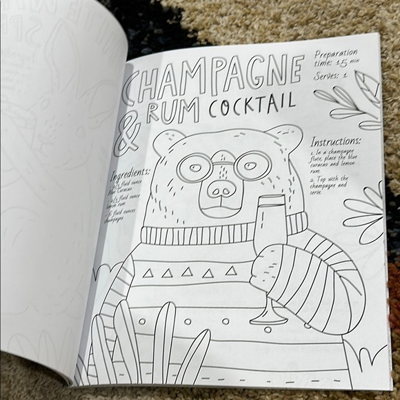 Drinking Animals Coloring Book for Adult Relaxation Recipes Included NWT - Picture 12 of 13